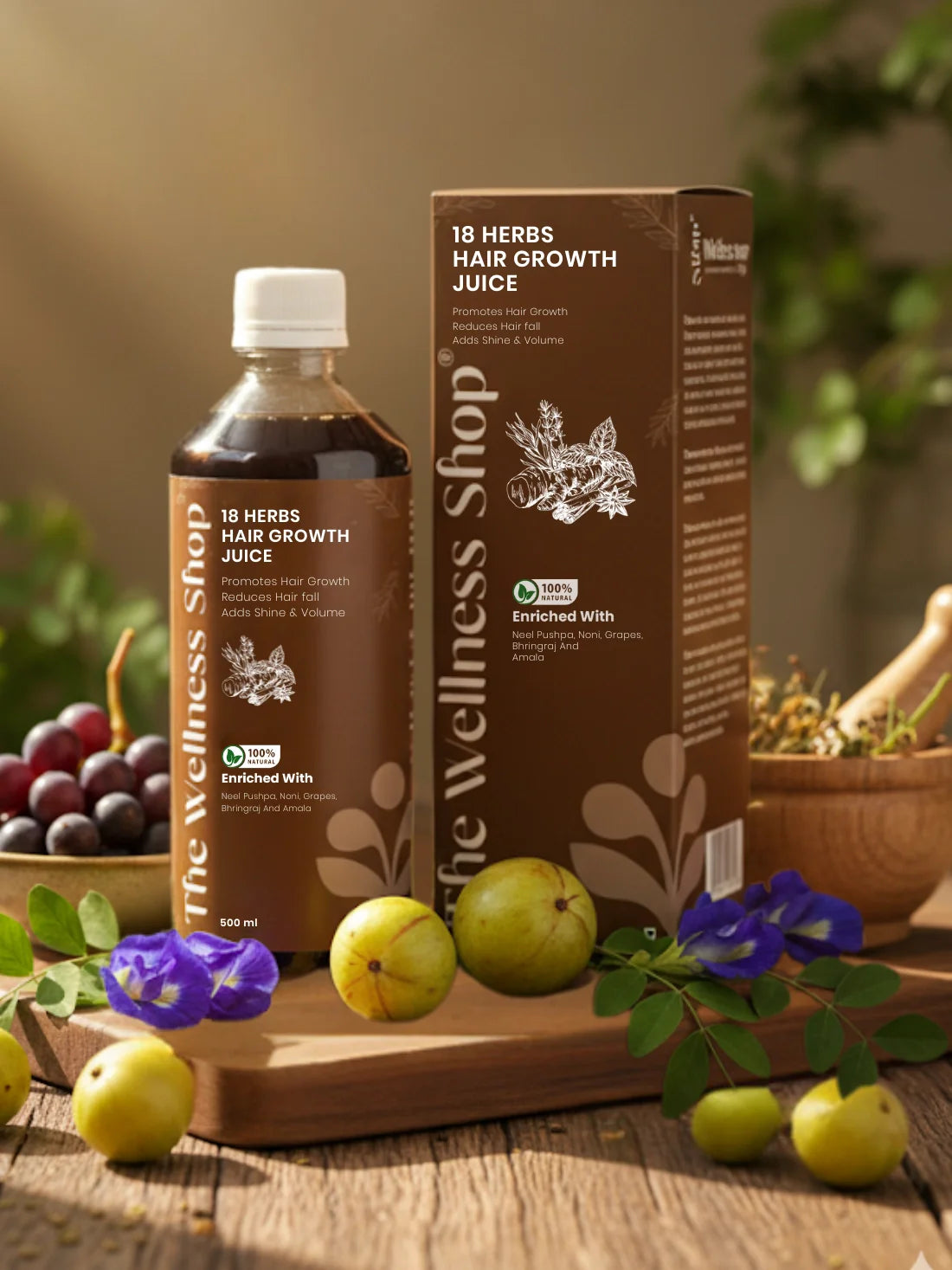 18 Herbs Hair Growth Juice – 100% Ayurvedic Formula for Hair Fall & Hair Thinning