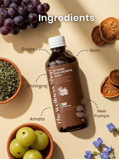 18 Herbs Hair Growth Juice – 100% Ayurvedic Formula for Hair Fall & Hair Thinning