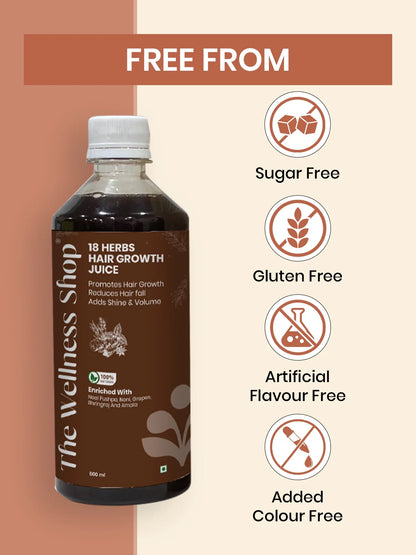 18 Herbs Hair Growth Juice – 100% Ayurvedic Formula for Hair Fall & Hair Thinning