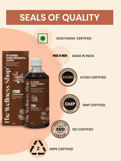 18 Herbs Hair Growth Juice – 100% Ayurvedic Formula for Hair Fall & Hair Thinning