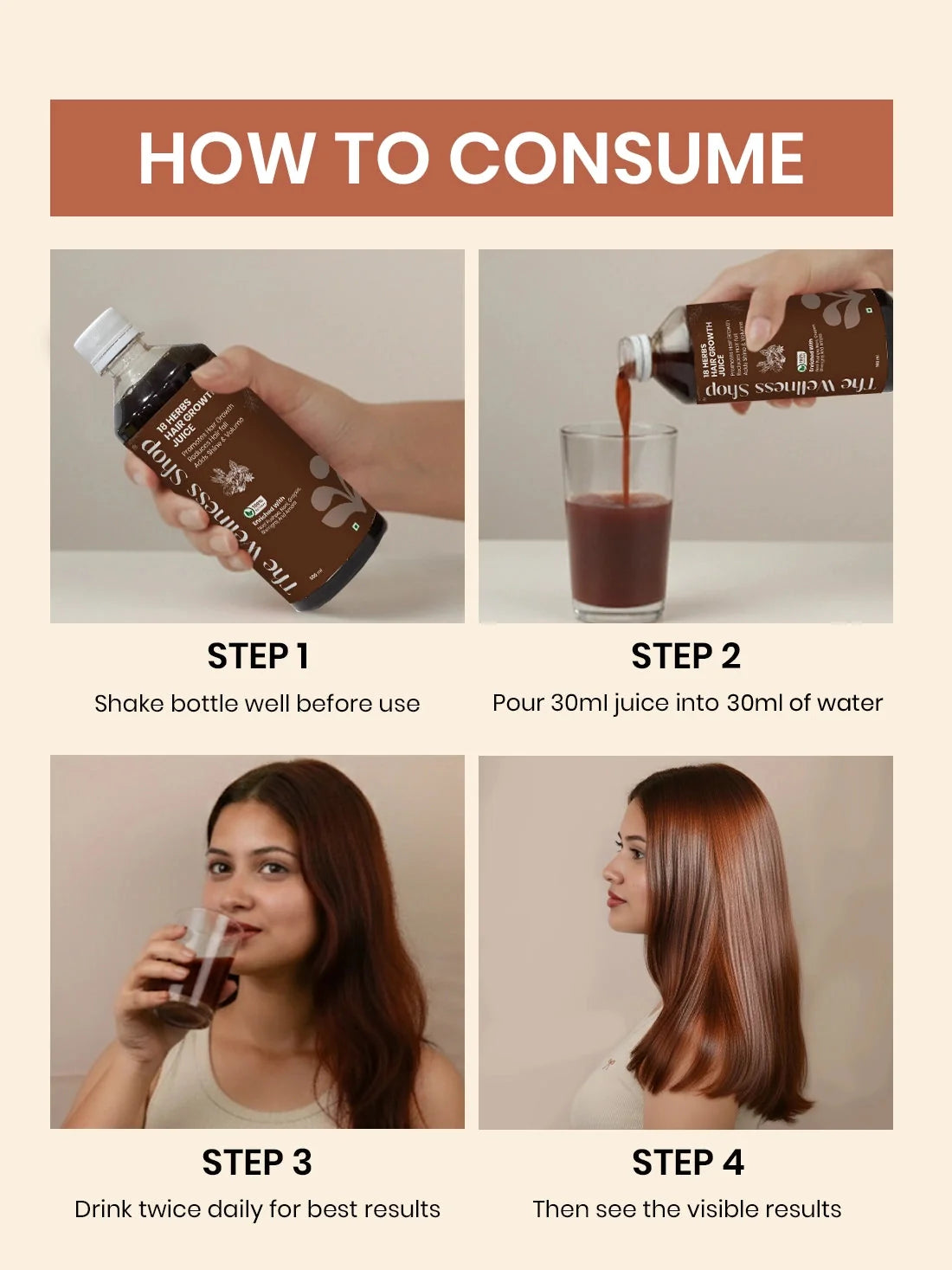 18 Herbs Hair Growth Juice – 100% Ayurvedic Formula for Hair Fall & Hair Thinning